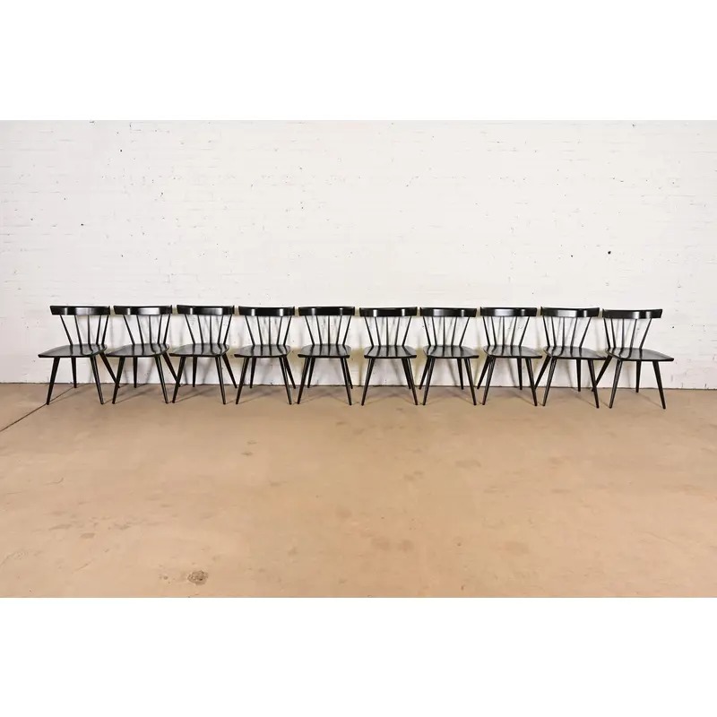 Paul McCobb Planner Group Mid-Century Modern Spindle Back Dining Chairs, Set of Ten