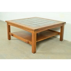 Stickley Mission Oak Arts & Crafts Two-Tier Tile Top Coffee Table or Cocktail Table