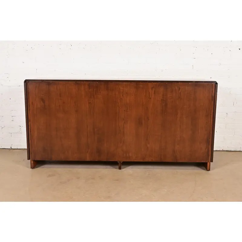 T. H. Robsjohn Gibbings for Widdicomb Sculpted Walnut Colosseum Sideboard Credenza, Newly Refinished - Image 13