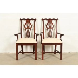 Thomasville Georgian Carved Mahogany Armchairs, Pair
