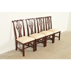 Thomasville Georgian Carved Mahogany Dining Chairs, Set of Four