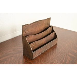 Tiffany Studios New York Art Deco Greek Key Bronze Letter Rack