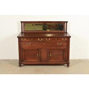 Antique American Empire Mahogany Sideboard With Mirrored Backsplash, Circa 1890s