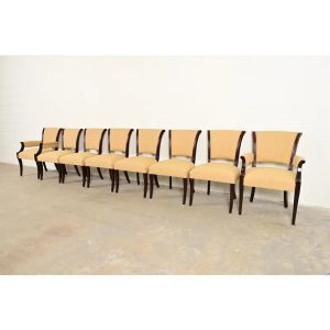 Barbara Barry for Baker Furniture Modern Regency Mahogany Dining Chairs, Set of Eight