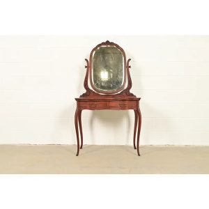 Early Widdicomb Victorian Carved Mahogany Vanity or Dressing Table With Mirror, Circa 1890s