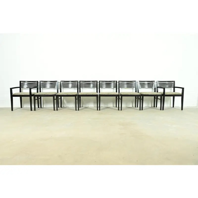 Knoll Postmodern Black Lacquered Ricchio Armchairs, Pair - Image 14