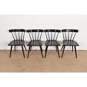 Paul McCobb Planner Group Mid-Century Modern Spindle Back Dining Chairs, Set of Four