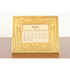 Tiffany Studios New York Chinese Pattern Bronze Doré Desk Calendar Frame or Picture Frame