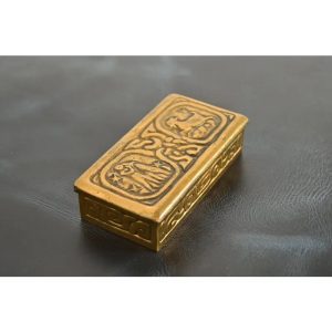 Tiffany Studios New York Zodiac Bronze Doré Stamp Box
