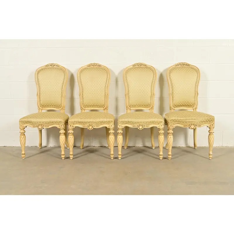Karges French Regency Louis XVI Cream Lacquered Dining Chairs, Set of Four