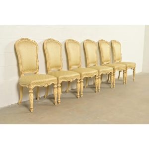 Karges French Regency Louis XVI Cream Lacquered Dining Chairs, Set of Six