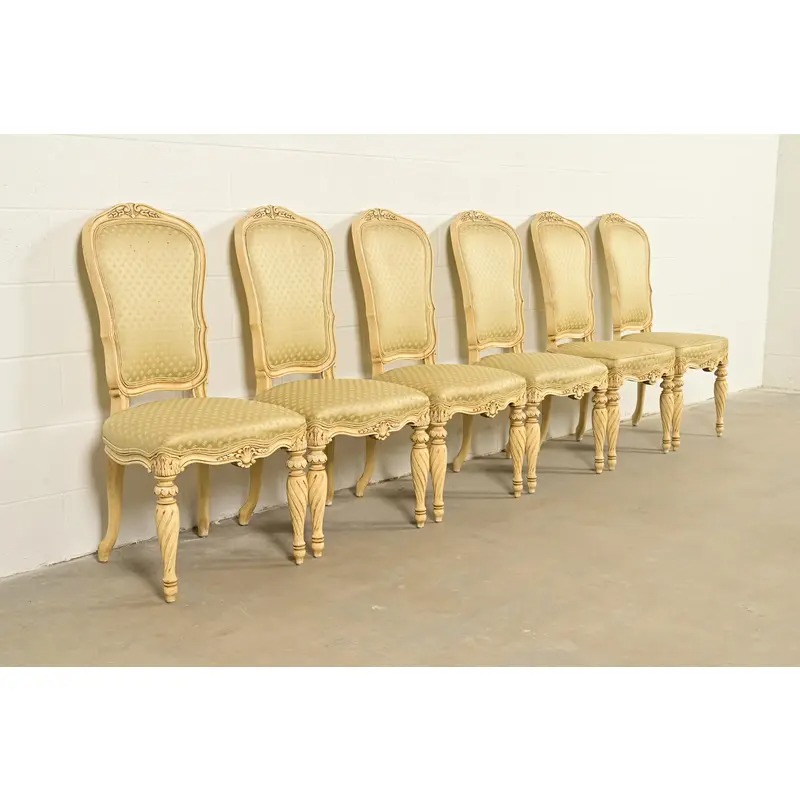 Karges French Regency Louis XVI Cream Lacquered Dining Chairs, Set of Six