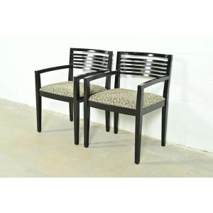Knoll Postmodern Black Lacquered Ricchio Armchairs, Pair