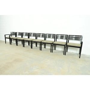 Knoll Postmodern Black Lacquered Ricchio Dining Chairs, Set of Eight