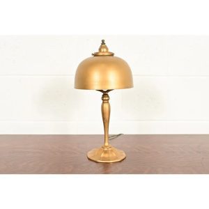 Louis Comfort Tiffany Furnaces Art Deco Bronze Doré Table Lamp or Desk Lamp, 1920s