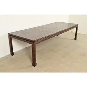 Mario Buatta for John Widdicomb Hollywood Regency Chinoiserie Faux Tortoise Shell Extension Dining Table, Circa 1970s