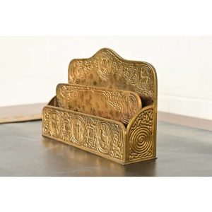 Tiffany Studios New York Zodiac Pattern Bronze Doré Letter Rack