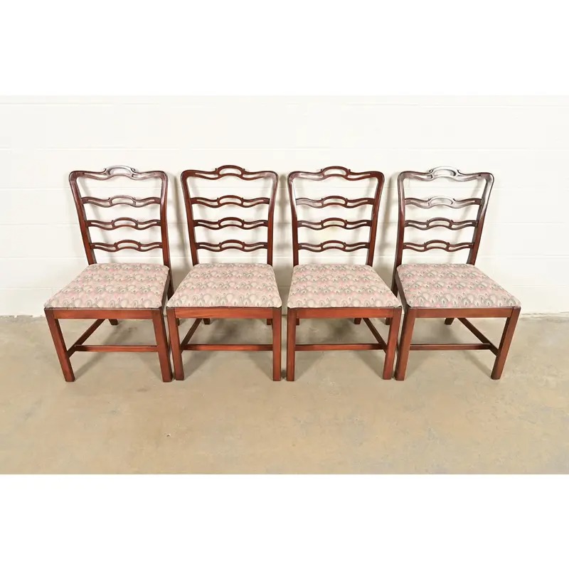 Baker Furniture Style Georgian Carved Mahogany Dining Chairs, Set of Four - Image 2