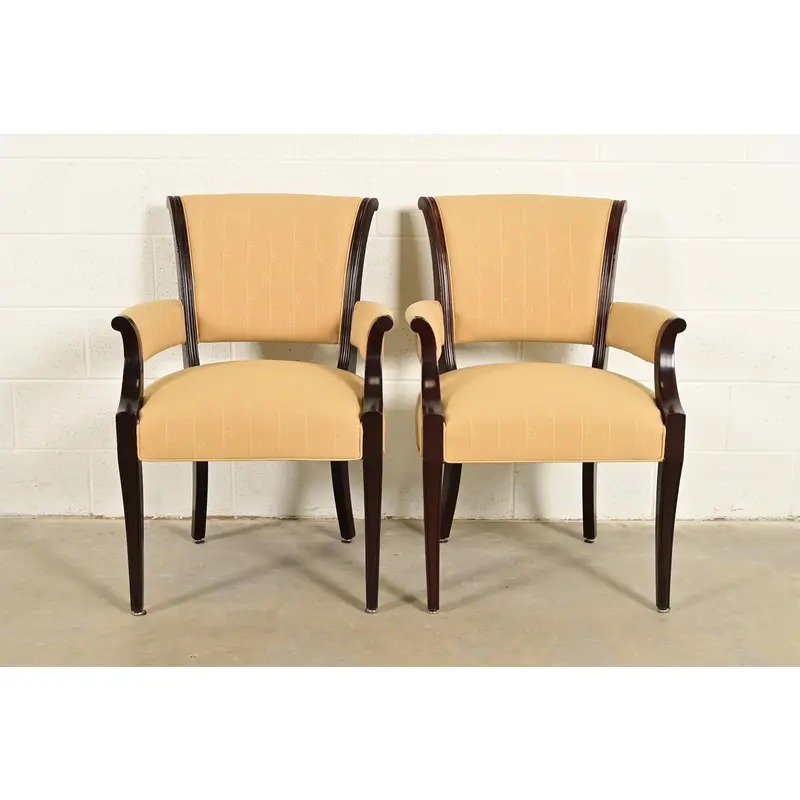 Barbara Barry for Baker Furniture Modern Regency Mahogany Armchairs, Pair - Image 2