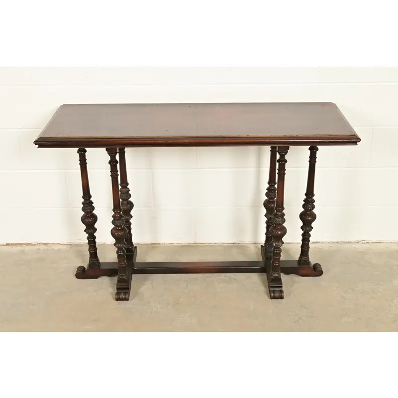 Berkey & Gay Style Antique English Jacobean Carved Walnut Console Table or Server, Circa 1920s - Image 2