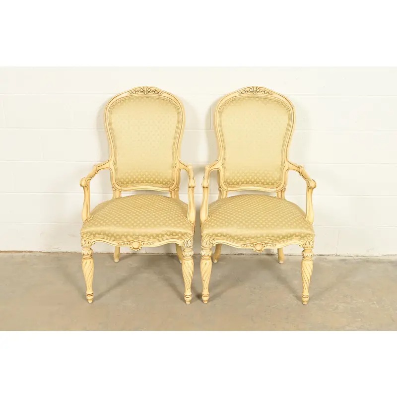 Karges French Regency Louis XVI Cream Lacquered Armchairs, Pair - Image 2