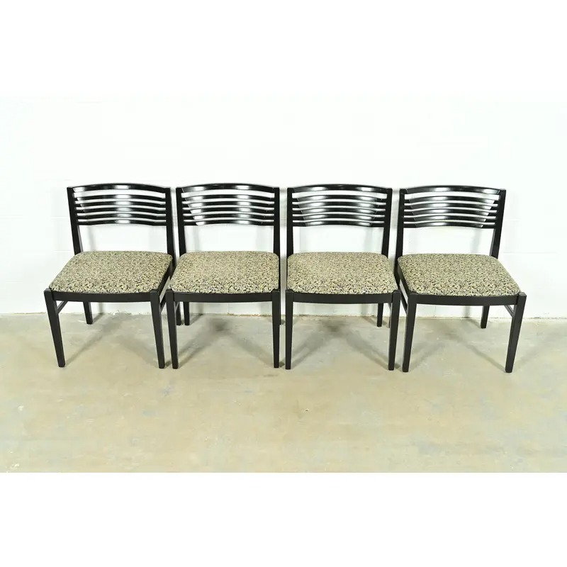 Knoll Postmodern Black Lacquered Ricchio Dining Chairs, Set of Four - Image 2