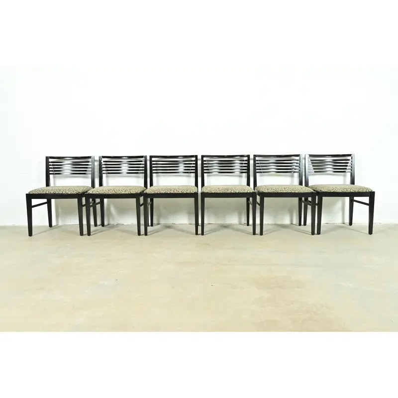 Knoll Postmodern Black Lacquered Ricchio Dining Chairs, Set of Six - Image 2