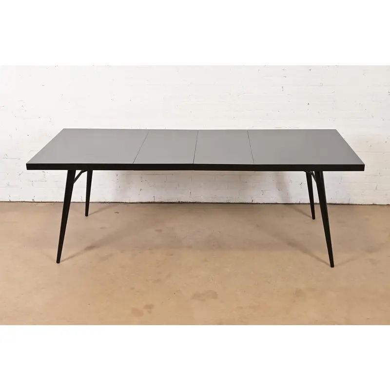 Paul McCobb Planner Group Mid-Century Modern Black Lacquered Extension Dining Table, Newly Refinished - Image 2