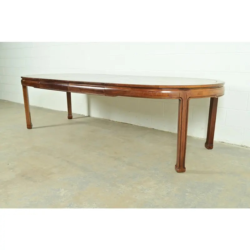 Thomasville Mid-Century Hollywood Regency Chinoiserie Walnut Extension Dining Table, Circa 1970s - Image 2