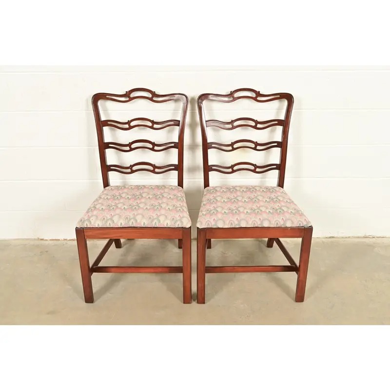 Baker Furniture Style Georgian Carved Mahogany Side Chairs or Dining Chairs, Pair - Image 3