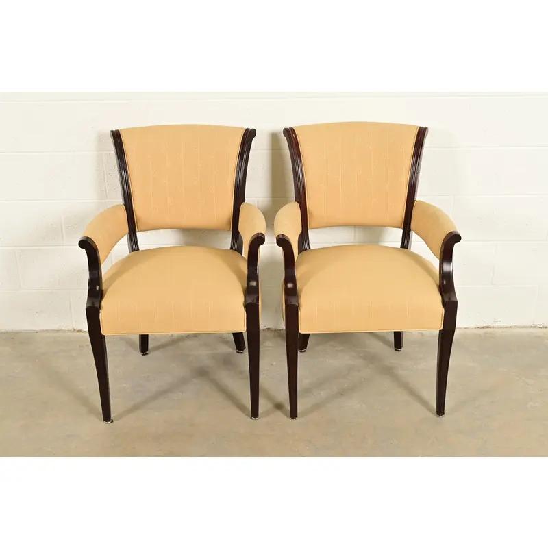 Barbara Barry for Baker Furniture Modern Regency Mahogany Armchairs, Pair - Image 3