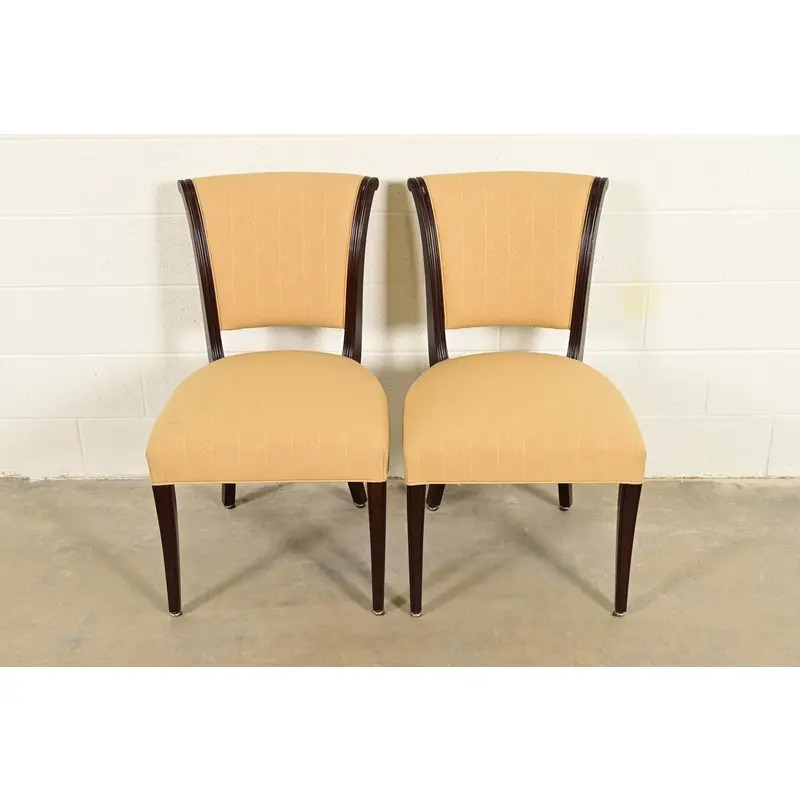 Barbara Barry for Baker Furniture Modern Regency Mahogany Side Chairs or Dining Chairs, Pair - Image 3