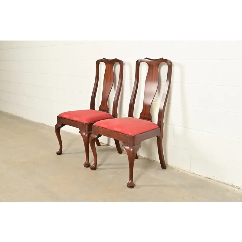 Henkel Harris Queen Anne Solid Mahogany Side Chairs or Dining Chairs, Pair - Image 11