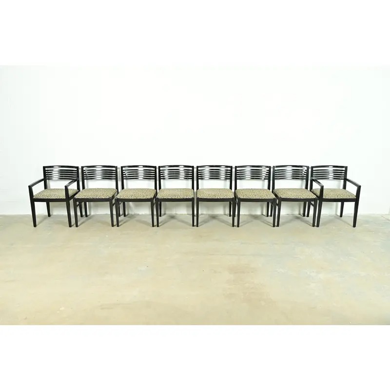 Knoll Postmodern Black Lacquered Ricchio Dining Chairs, Set of Eight - Image 3