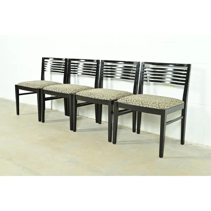 Knoll Postmodern Black Lacquered Ricchio Dining Chairs, Set of Four - Image 3