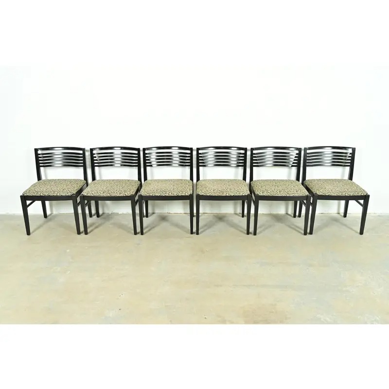 Knoll Postmodern Black Lacquered Ricchio Dining Chairs, Set of Six - Image 3