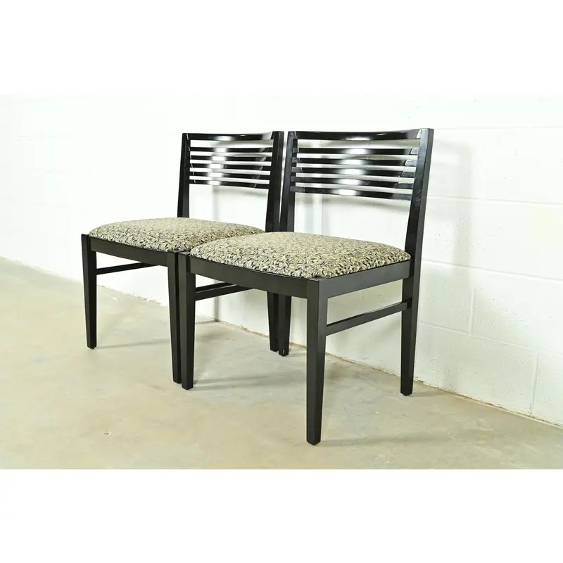 Knoll Postmodern Black Lacquered Ricchio Side Chairs or Dining Chairs, Pair - Image 3