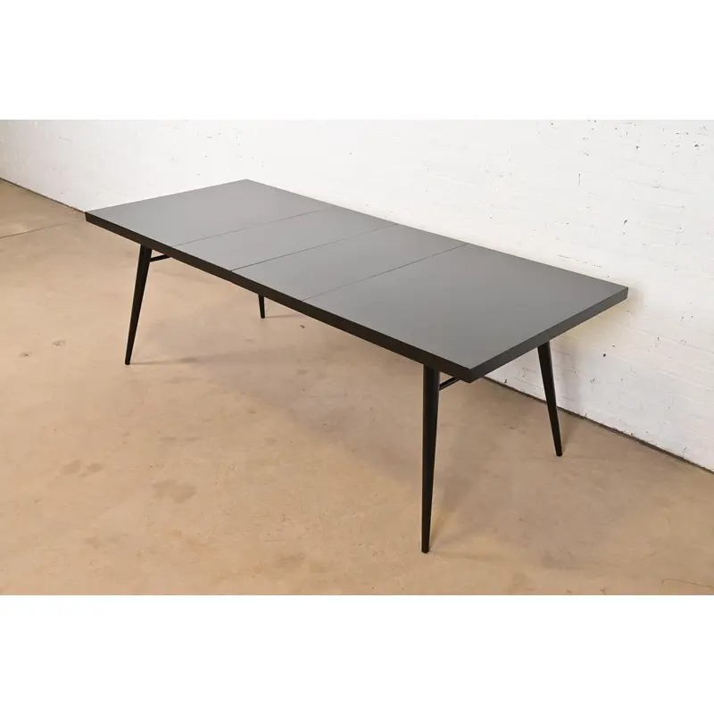 Paul McCobb Planner Group Mid-Century Modern Black Lacquered Extension Dining Table, Newly Refinished - Image 3