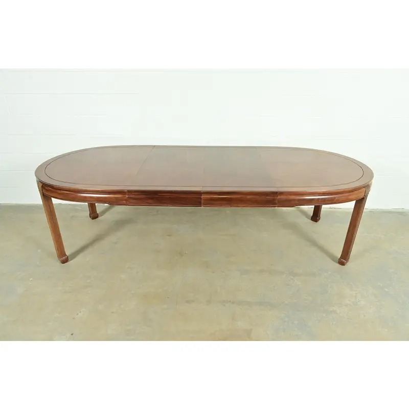 Thomasville Mid-Century Hollywood Regency Chinoiserie Walnut Extension Dining Table, Circa 1970s - Image 3