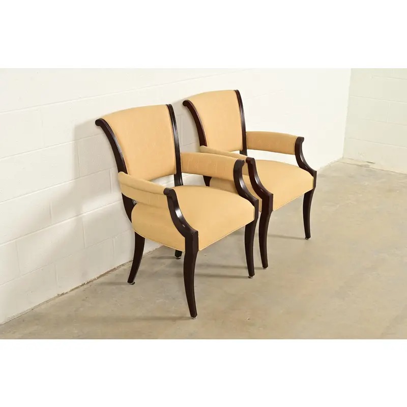 Barbara Barry for Baker Furniture Modern Regency Mahogany Armchairs, Pair - Image 4