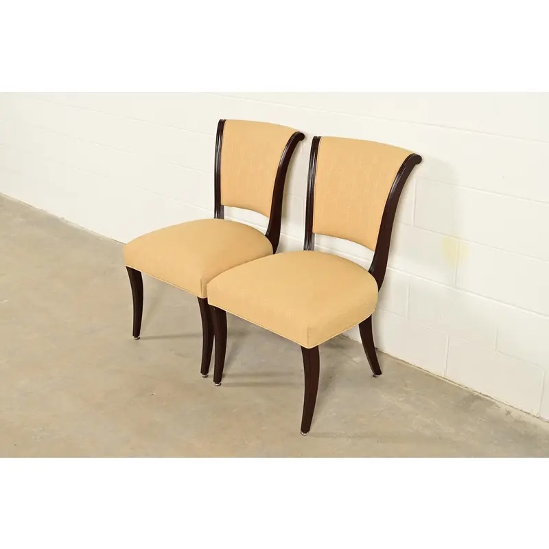 Barbara Barry for Baker Furniture Modern Regency Mahogany Side Chairs or Dining Chairs, Pair - Image 4