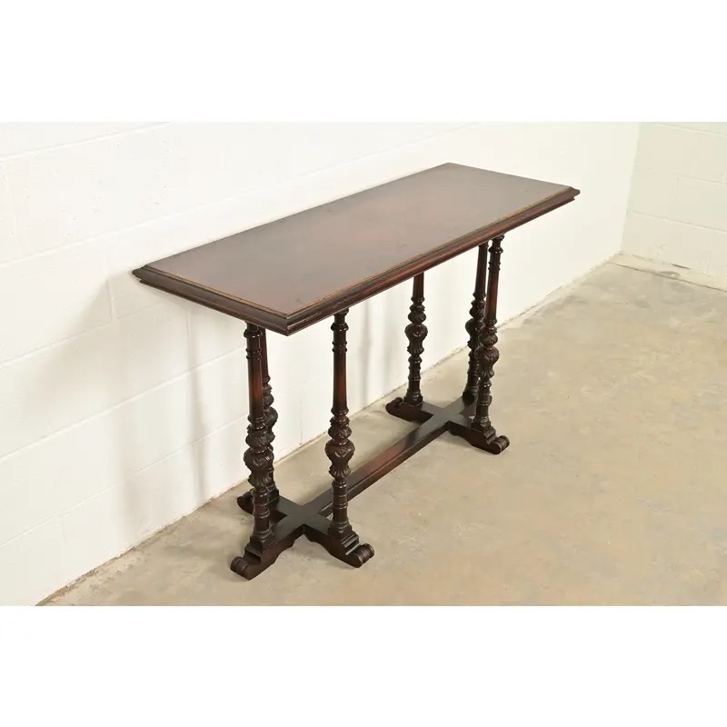 Berkey & Gay Style Antique English Jacobean Carved Walnut Console Table or Server, Circa 1920s - Image 4