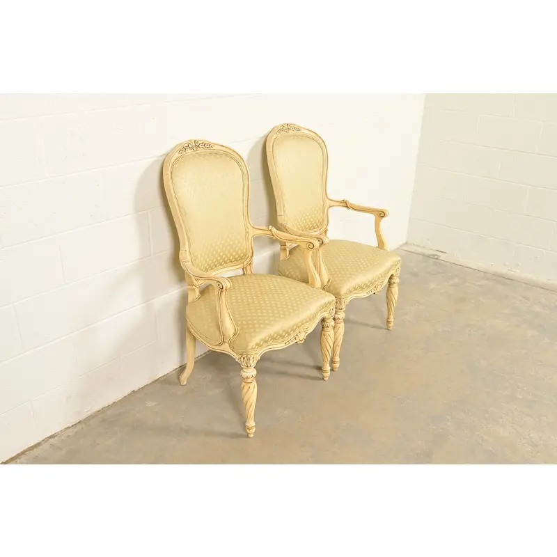 Karges French Regency Louis XVI Cream Lacquered Armchairs, Pair - Image 4