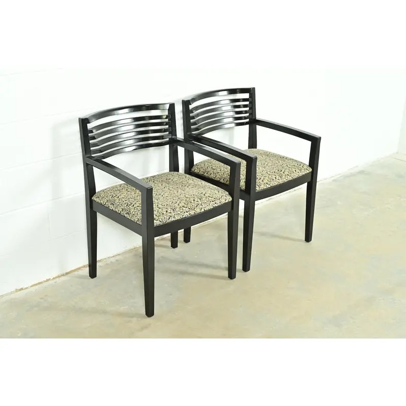 Knoll Postmodern Black Lacquered Ricchio Armchairs, Pair - Image 4