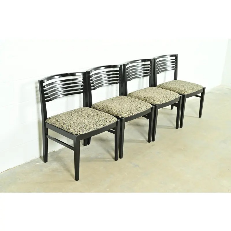 Knoll Postmodern Black Lacquered Ricchio Dining Chairs, Set of Four - Image 4