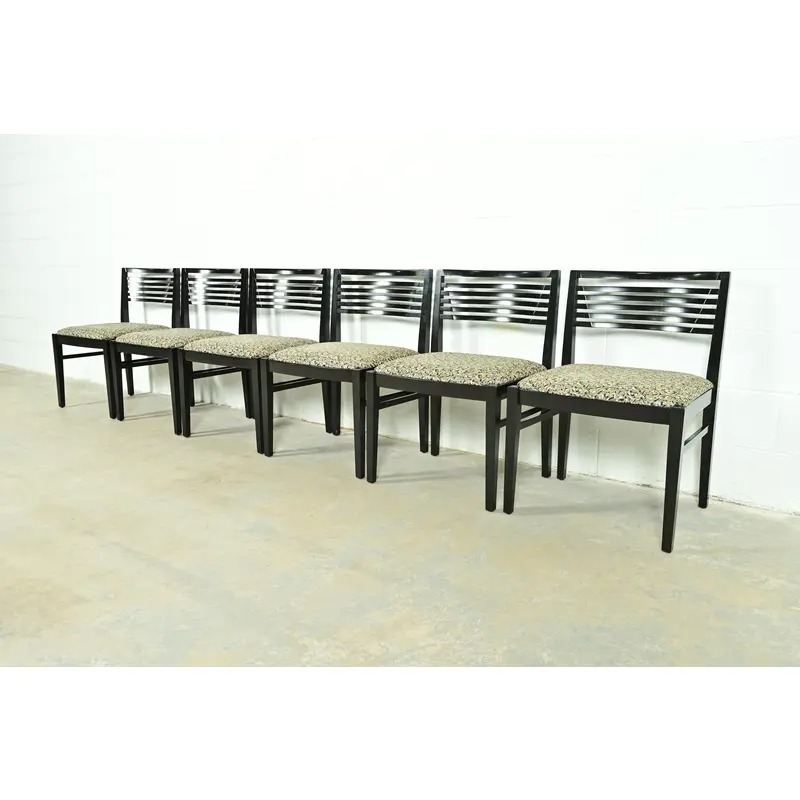 Knoll Postmodern Black Lacquered Ricchio Dining Chairs, Set of Six - Image 4