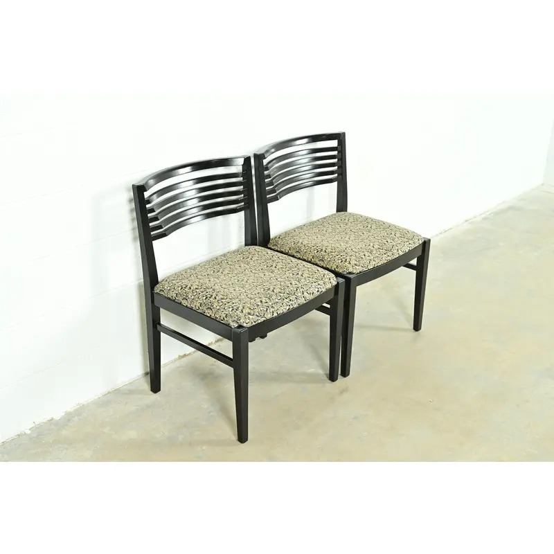 Knoll Postmodern Black Lacquered Ricchio Side Chairs or Dining Chairs, Pair - Image 4