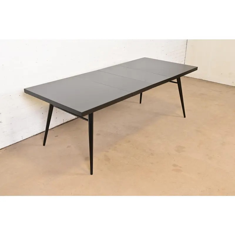 Paul McCobb Planner Group Mid-Century Modern Black Lacquered Extension Dining Table, Newly Refinished - Image 4