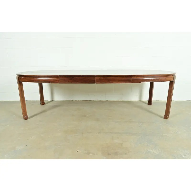 Thomasville Mid-Century Hollywood Regency Chinoiserie Walnut Extension Dining Table, Circa 1970s - Image 4
