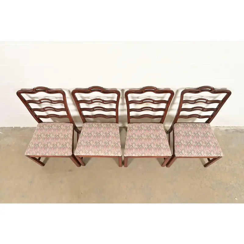 Baker Furniture Style Georgian Carved Mahogany Dining Chairs, Set of Four - Image 5